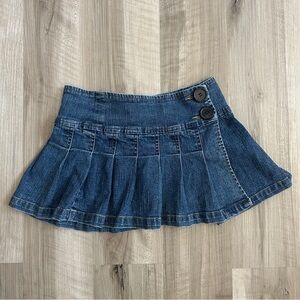 Angels Dark Blue Denim Pleated Mini Skirt